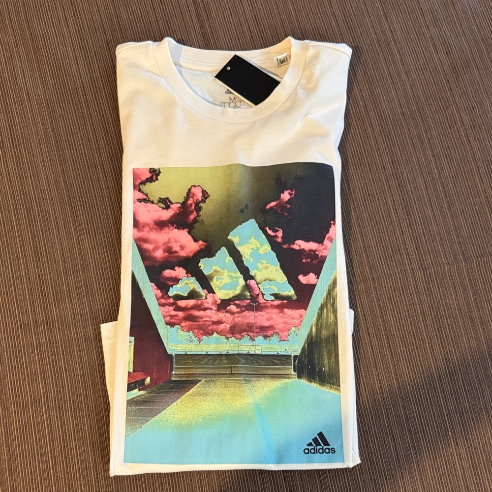 Adidas Men's Cream Tee with Graphic Print